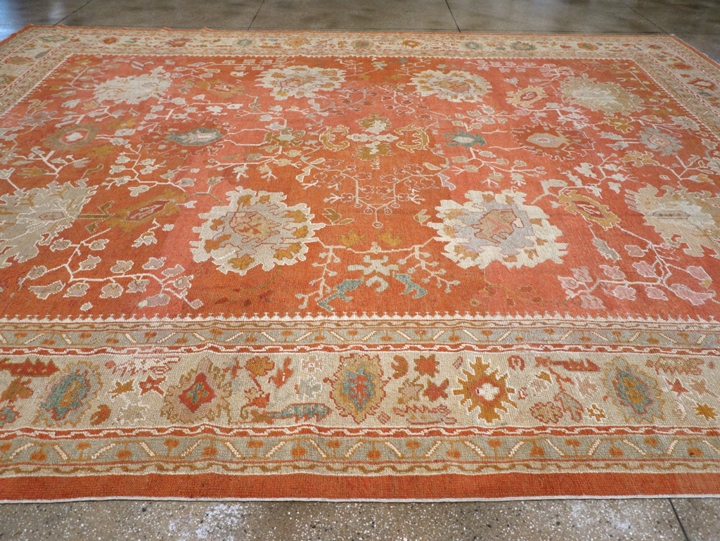Antique Turkish Oushak Large Carpet, No.26986 - Staging
