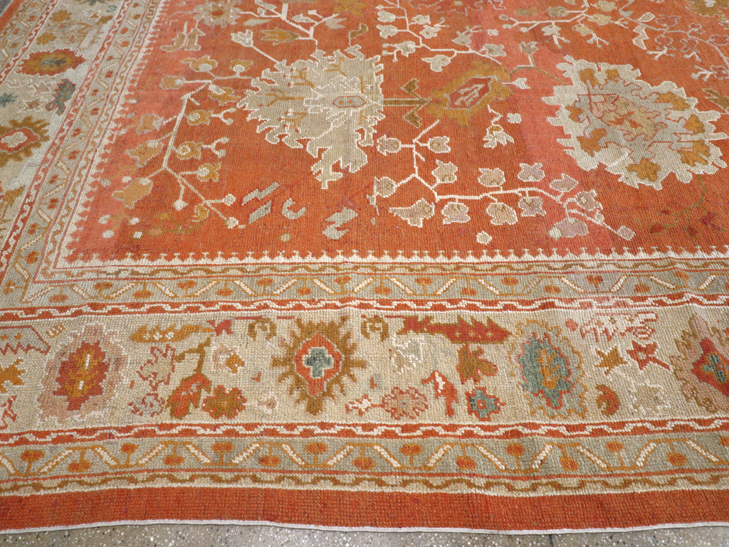 Antique Turkish Oushak Large Carpet, No.26986 - Staging
