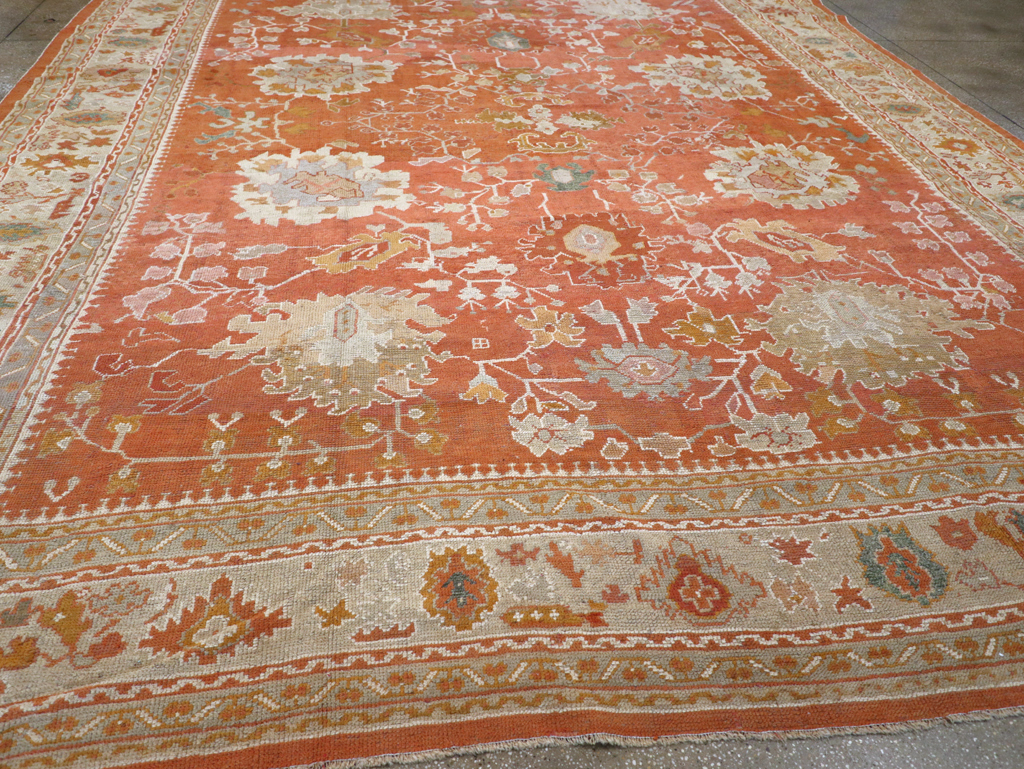 Antique Turkish Oushak Large Carpet, No.26986 - Staging