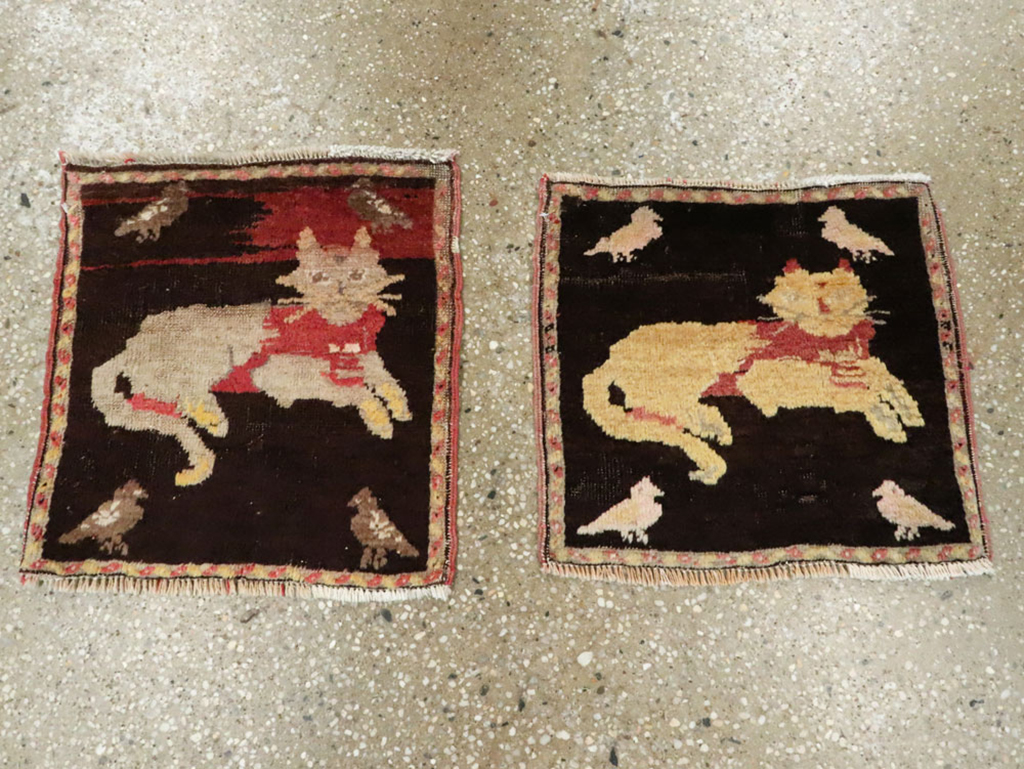 Vintage Russian Karabagh Pictorial Rug (Pair: 1 of 2), No.26988 - Staging