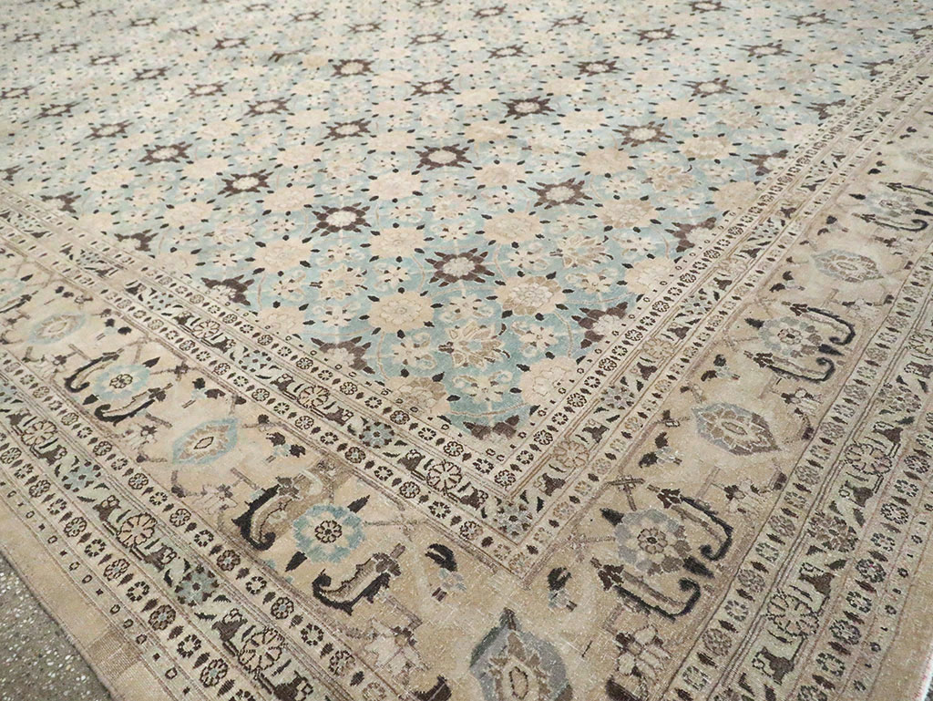 Vintage Persian Mashad Square Carpet, No.27004 - Staging