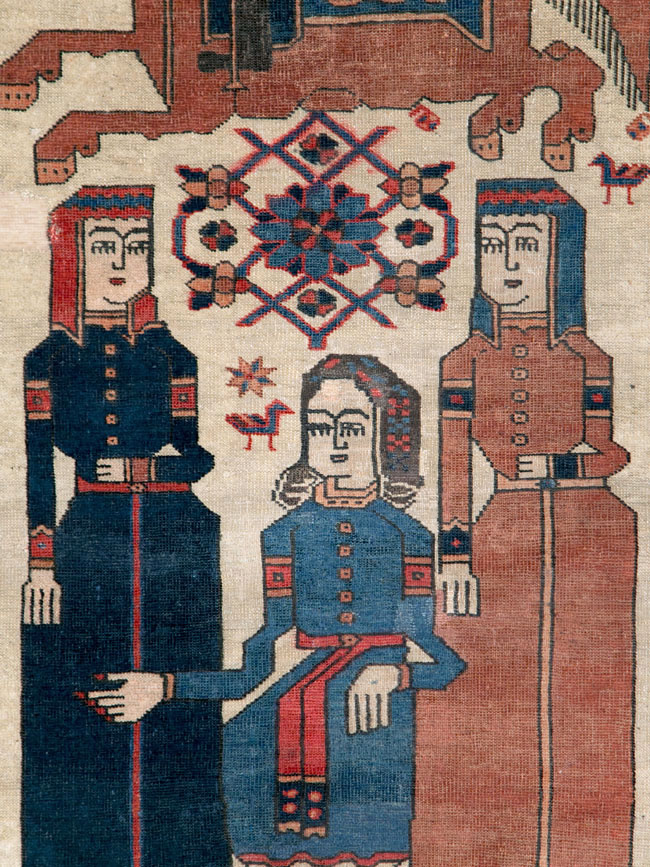 Vintage Persian Pictorial Bakhtiari Rug, No.27005 - Staging