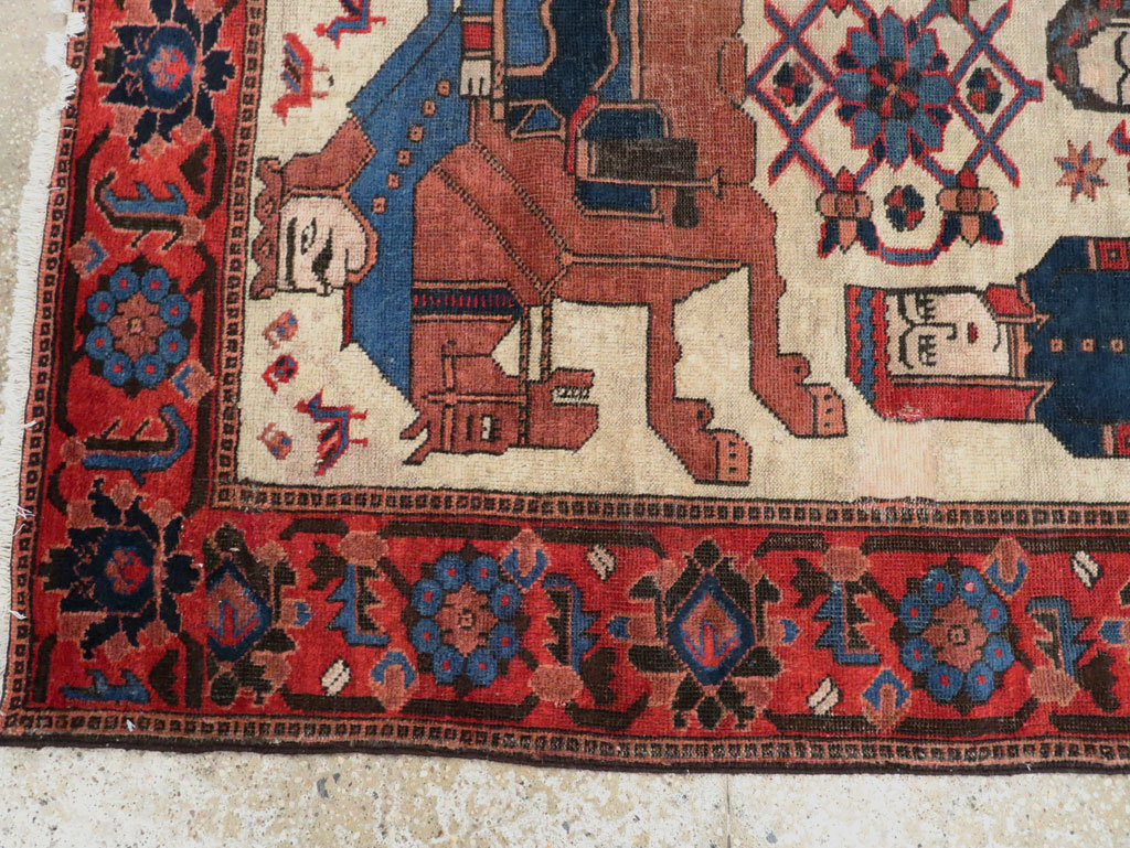 Vintage Persian Pictorial Bakhtiari Rug, No.27005 - Staging