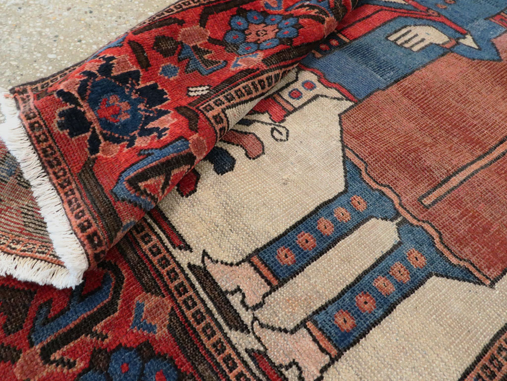 Vintage Persian Pictorial Bakhtiari Rug, No.27005 - Staging