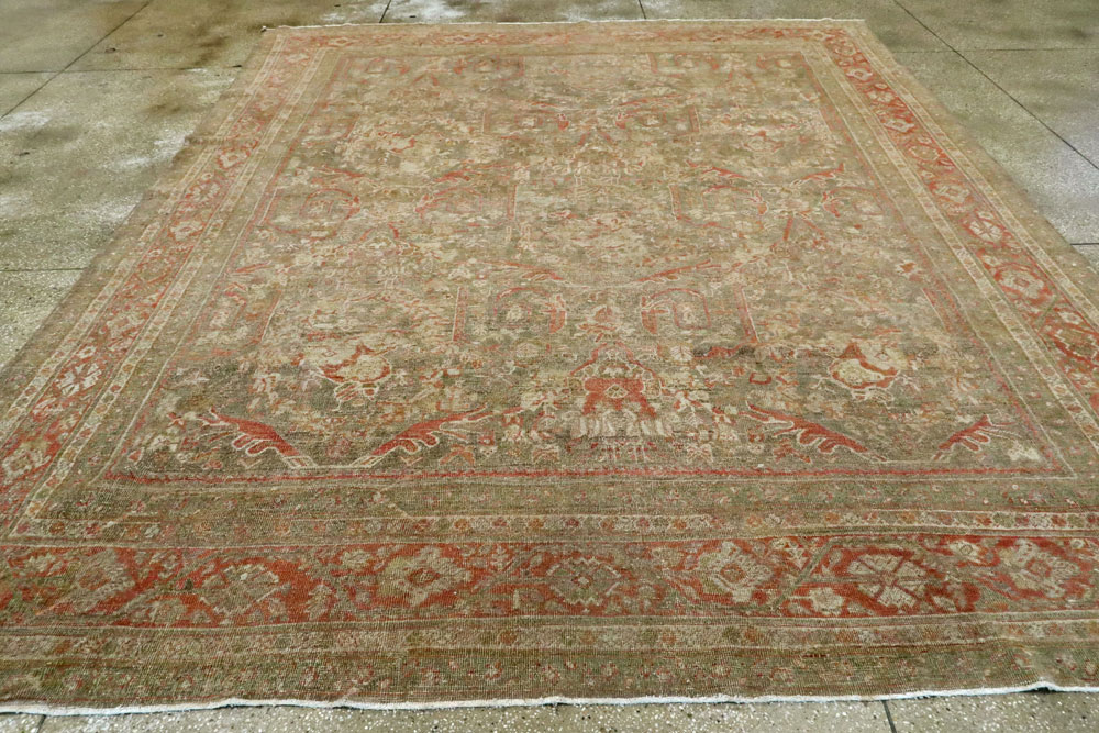 Antique Persian Mahal Distressed Carpet, No.27025 - Staging