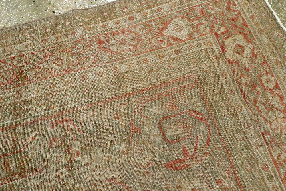 Antique Persian Mahal Distressed Carpet, No.27025 - Staging