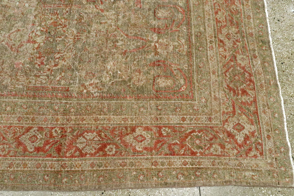 Antique Persian Mahal Distressed Carpet, No.27025 - Staging
