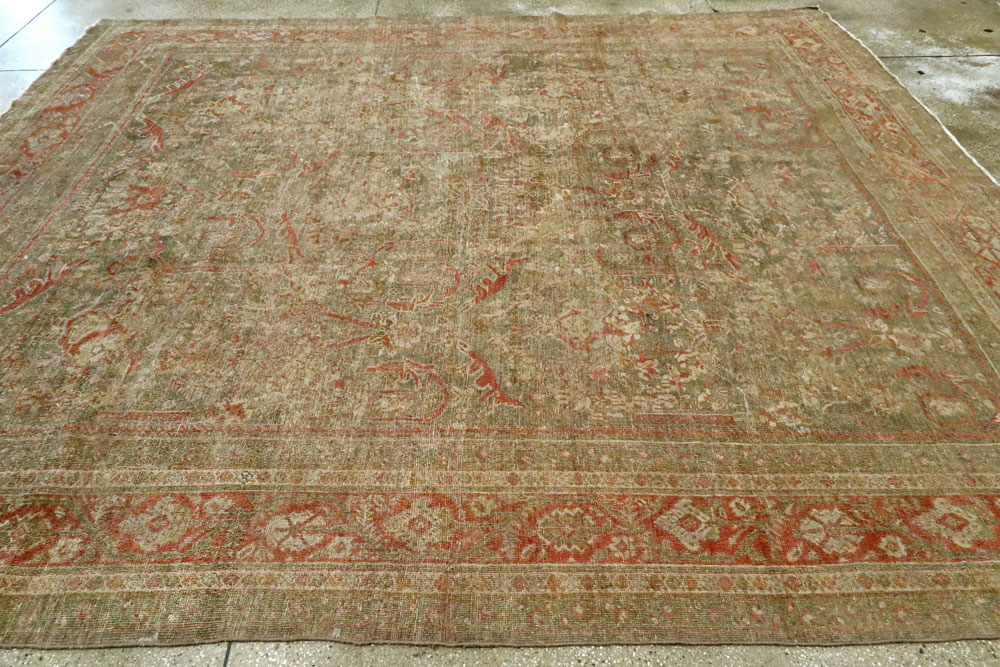 Antique Persian Mahal Distressed Carpet, No.27025 - Staging