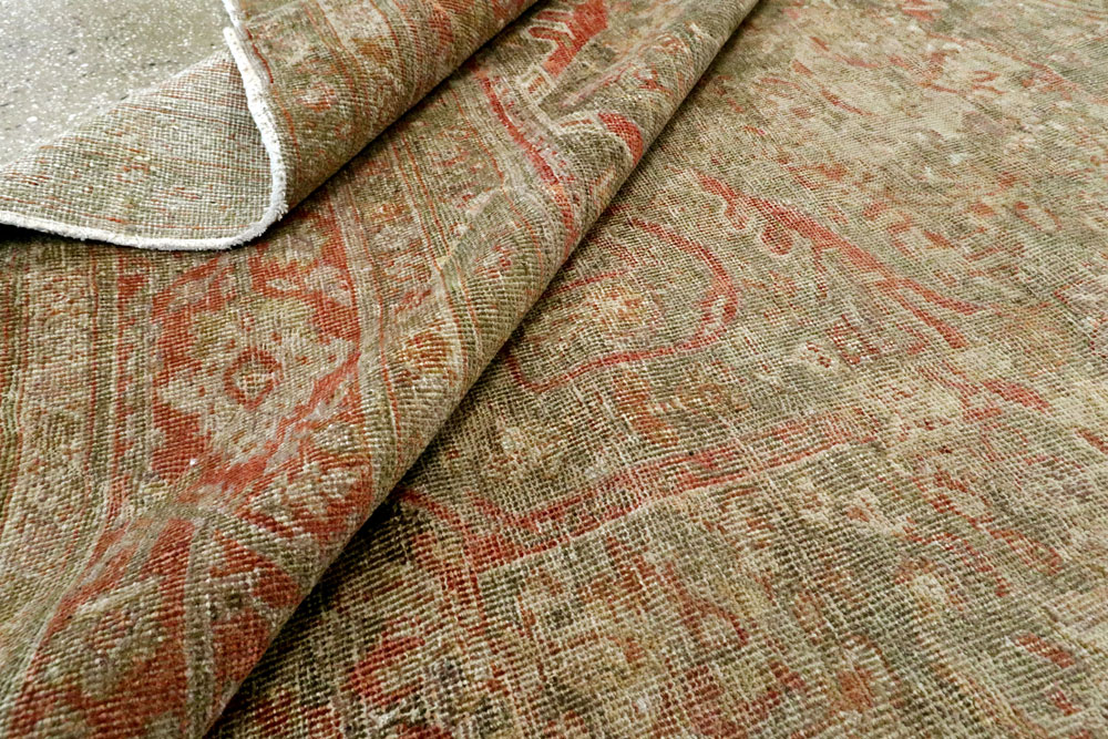 Antique Persian Mahal Distressed Carpet, No.27025 - Staging