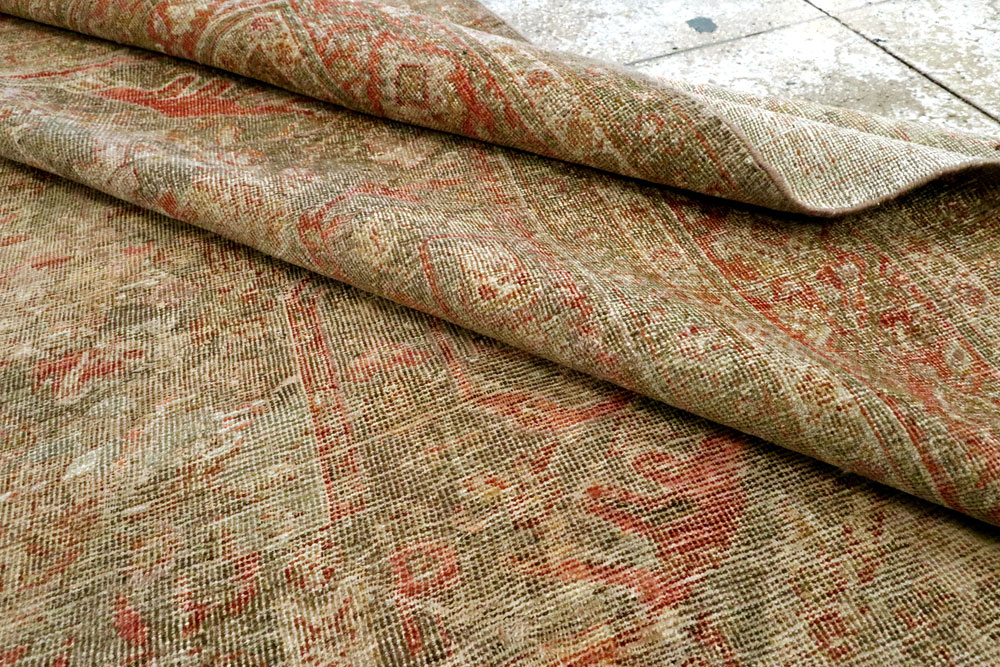 Antique Persian Mahal Distressed Carpet, No.27025 - Staging