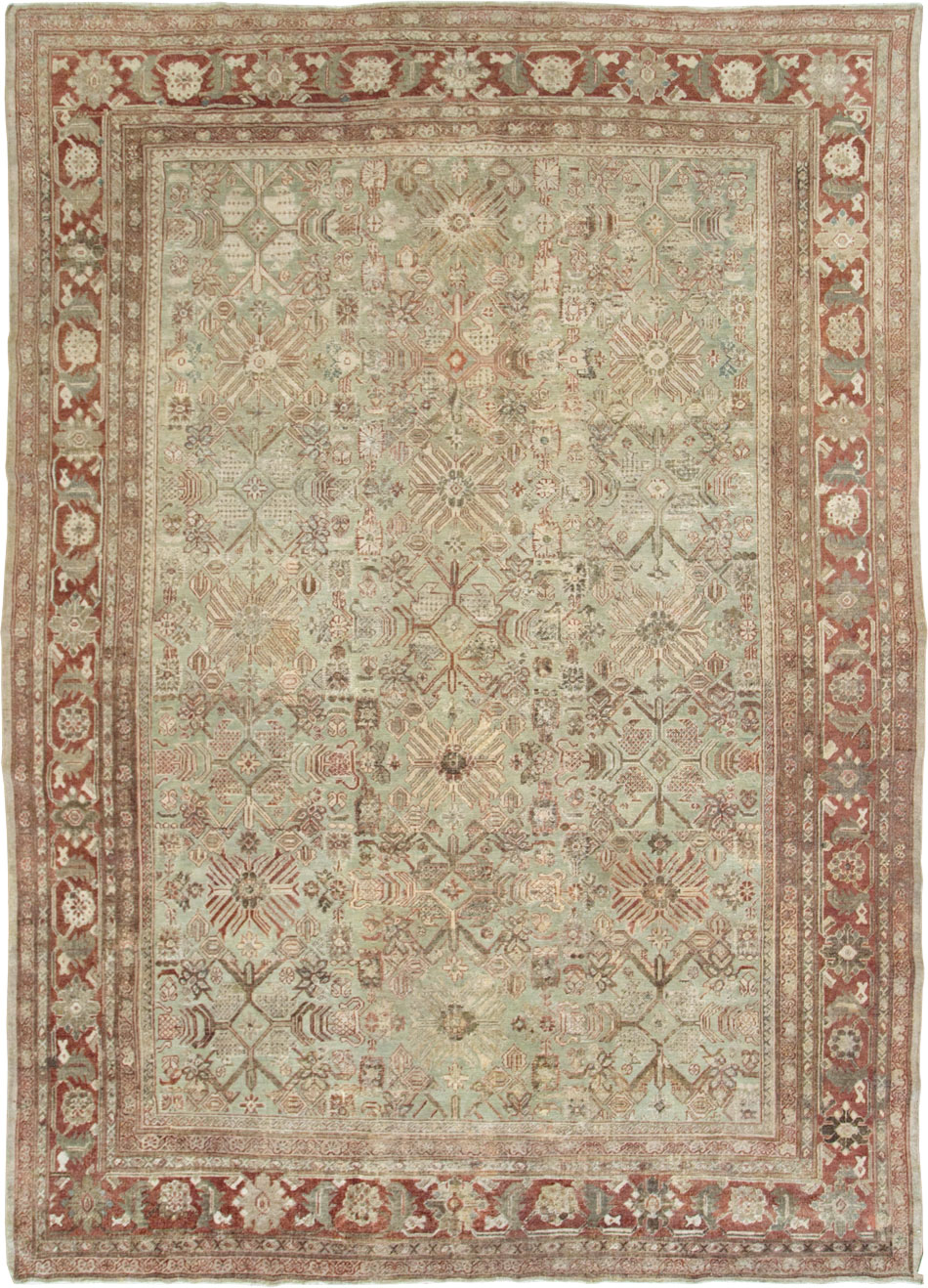 Antique Persian Mahal Room Size Carpet, No.27027 - Staging