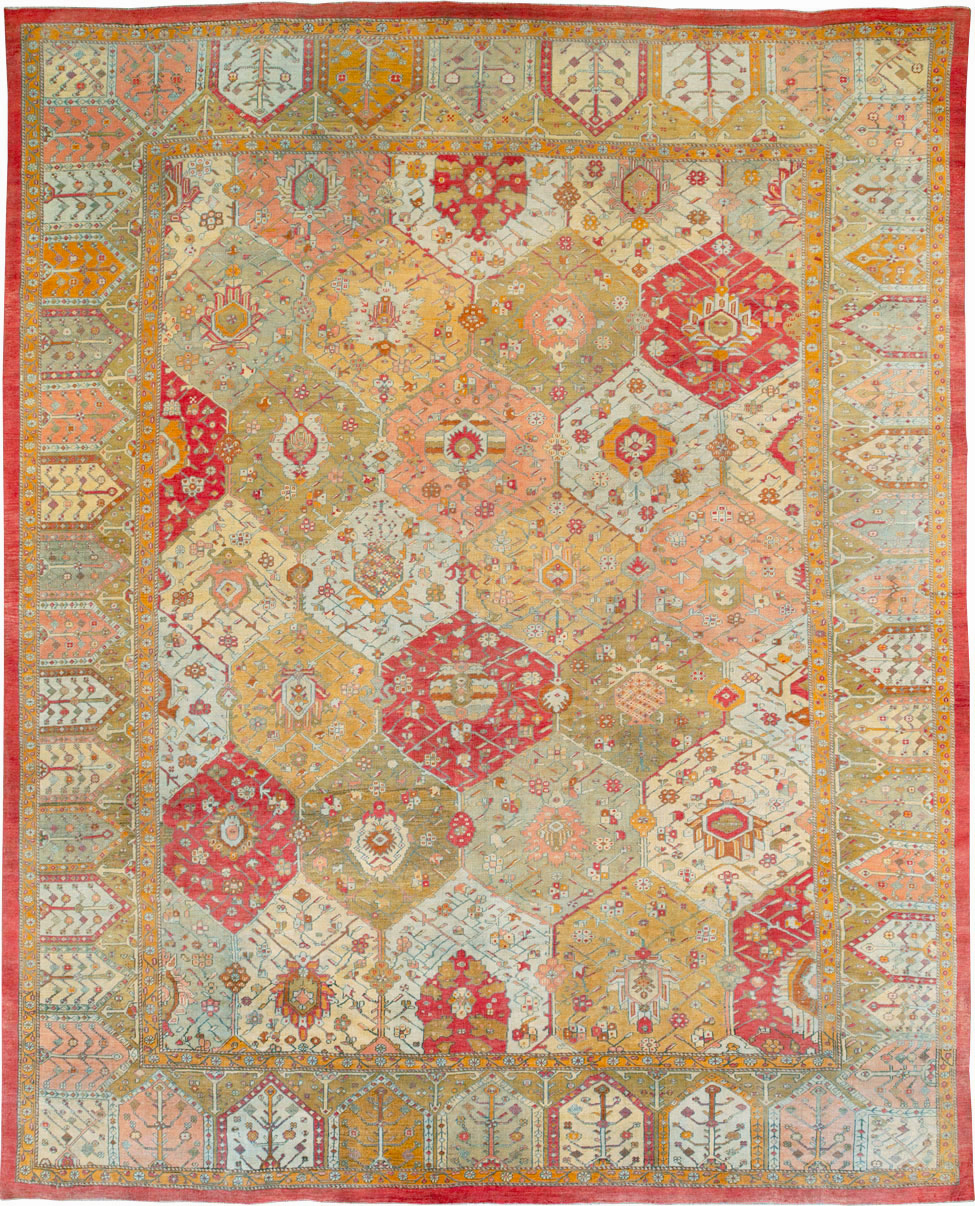 Antique Turkish Oushak Carpet, No.27028 - Staging