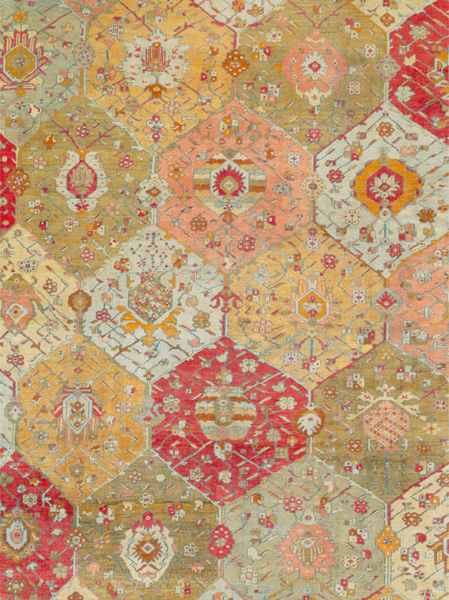 Antique Turkish Oushak Carpet, No.27028 - Staging