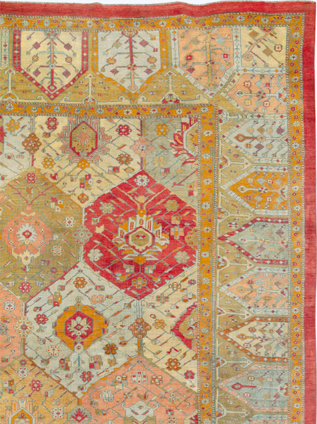 Antique Turkish Oushak Carpet, No.27028 - Staging