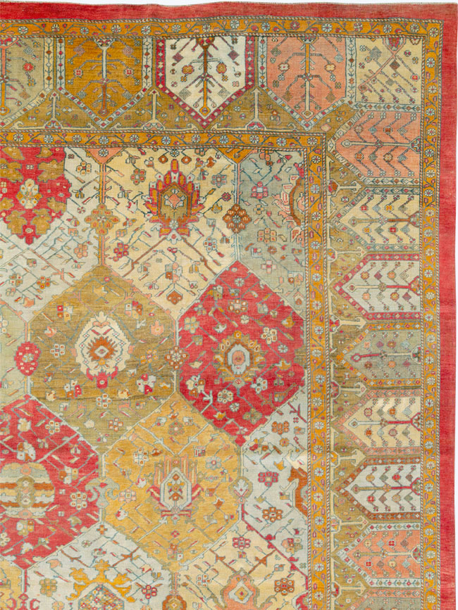 Antique Turkish Oushak Carpet, No.27028 - Staging