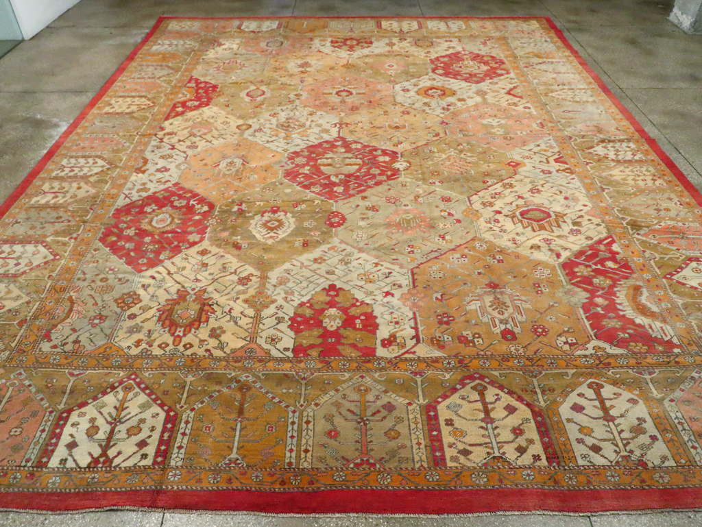 Antique Turkish Oushak Carpet, No.27028 - Staging