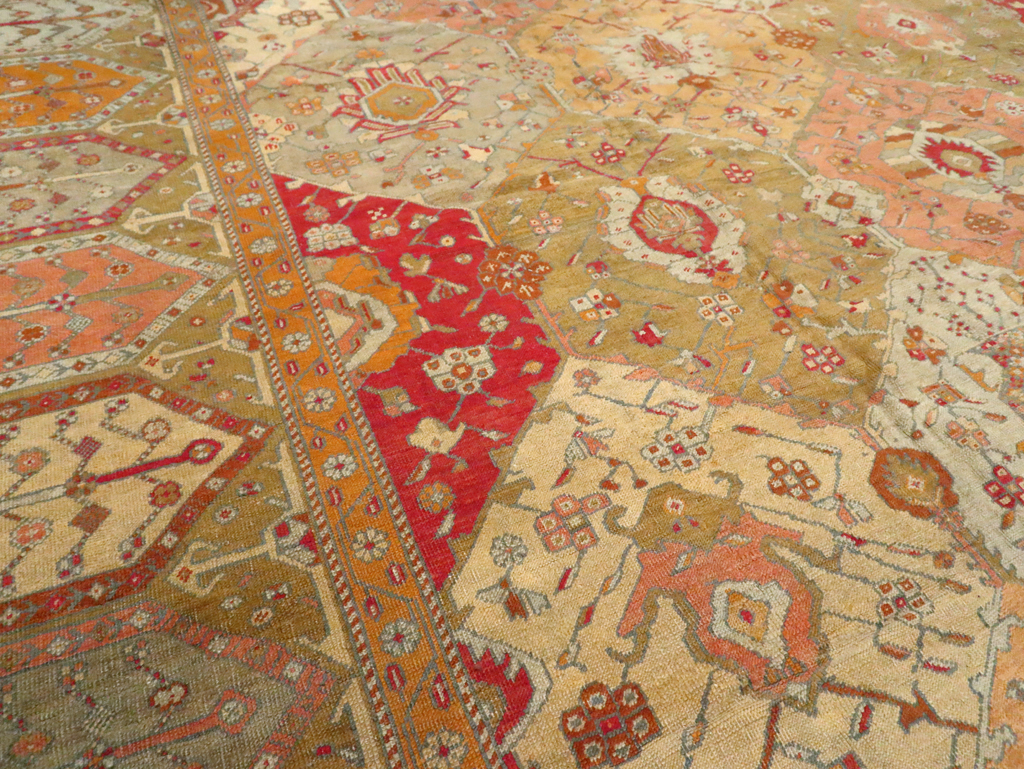 Antique Turkish Oushak Carpet, No.27028 - Staging