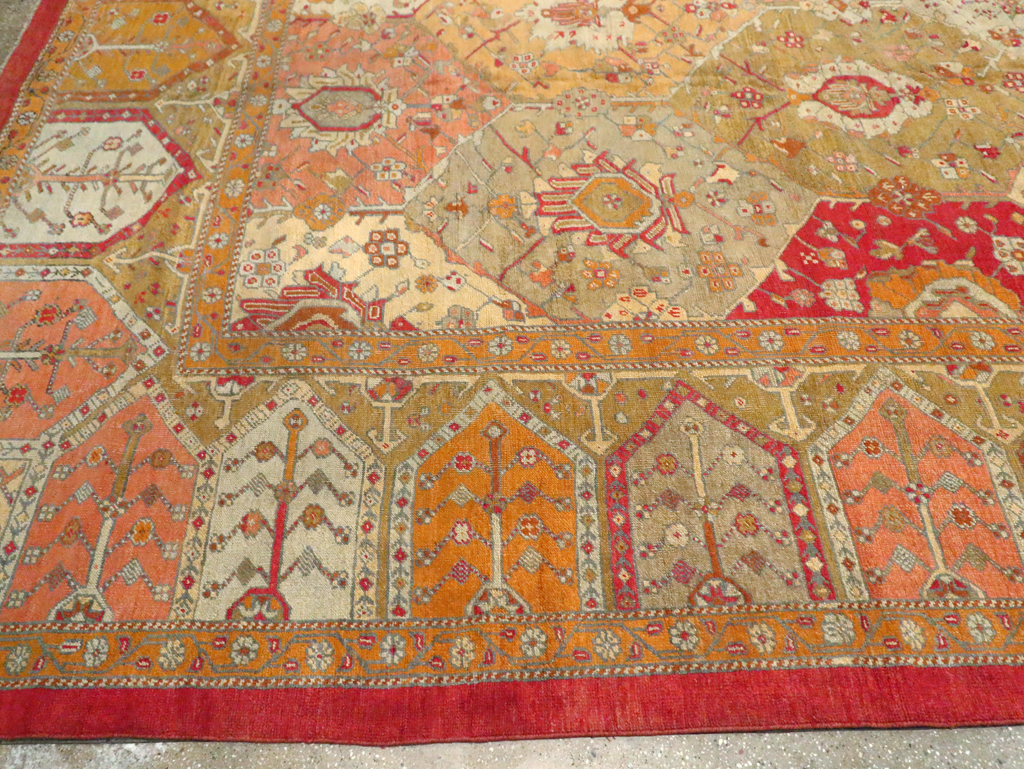 Antique Turkish Oushak Carpet, No.27028 - Staging