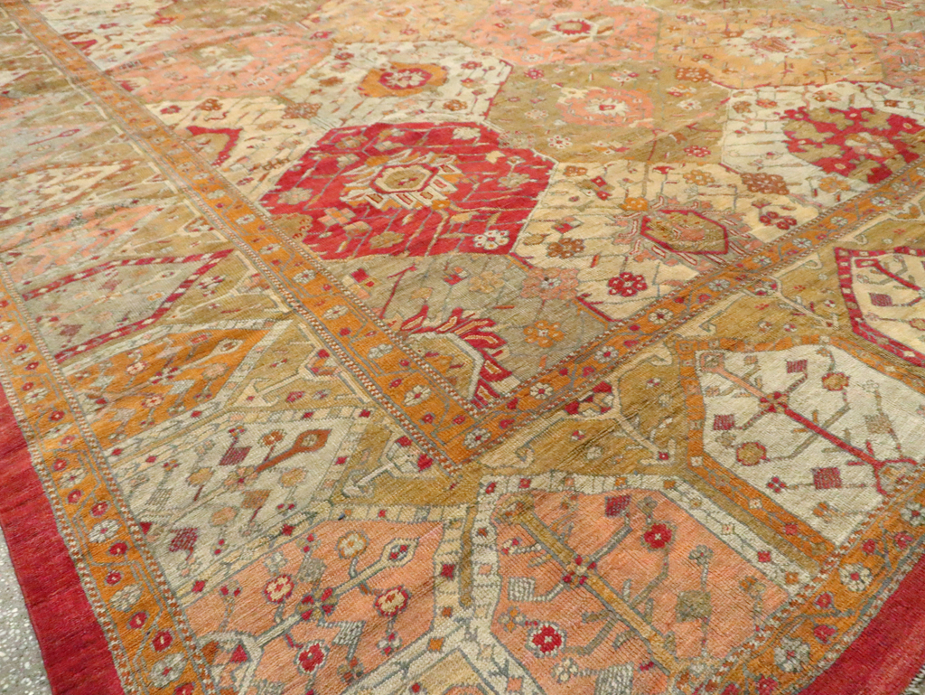 Antique Turkish Oushak Carpet, No.27028 - Staging