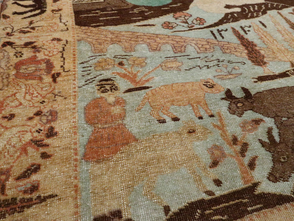 Vintage Persian Pictorial Tabriz Rug, No.27030 - Staging