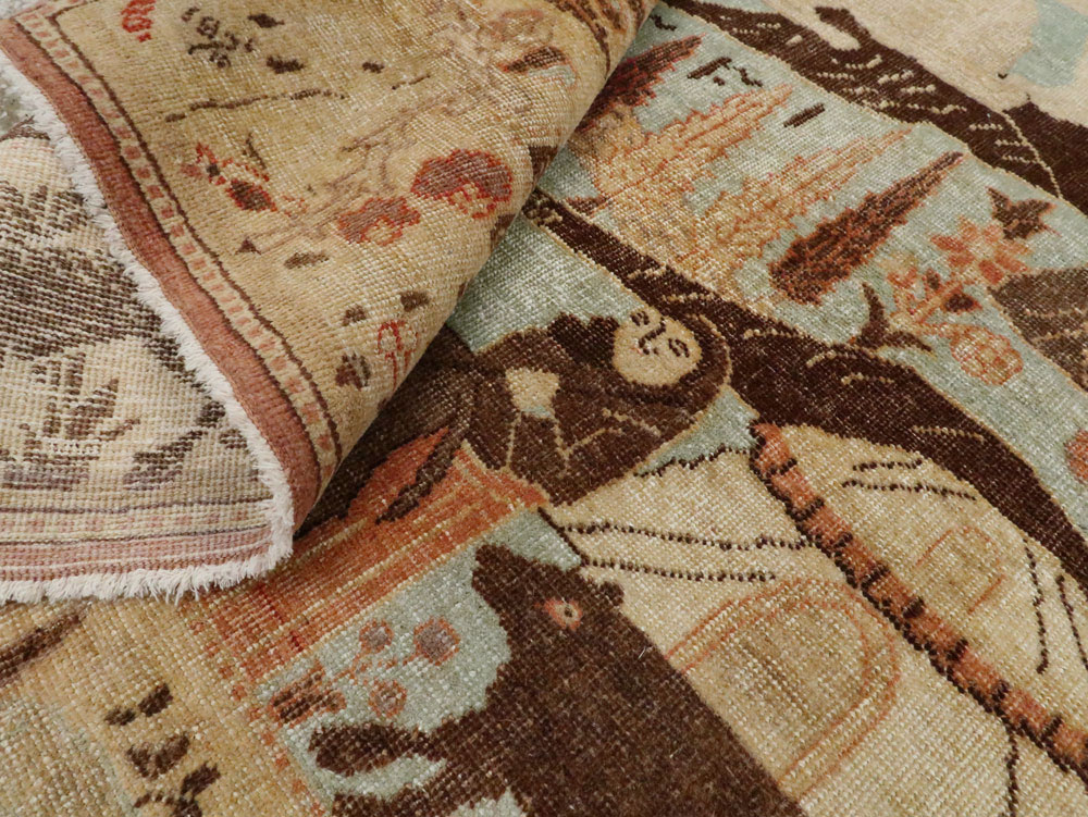 Vintage Persian Pictorial Tabriz Rug, No.27030 - Staging