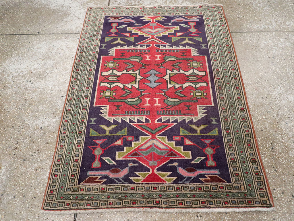 Vintage Persian Ardabil Throw Rug , No.27043 - Staging