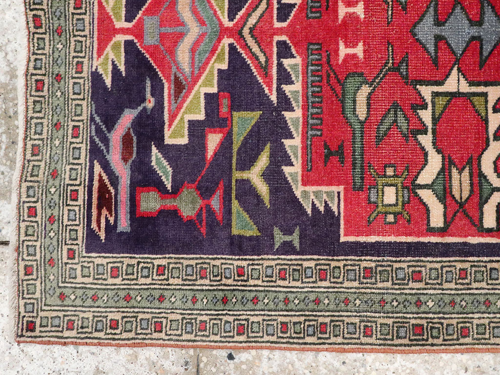 Vintage Persian Ardabil Throw Rug , No.27043 - Staging
