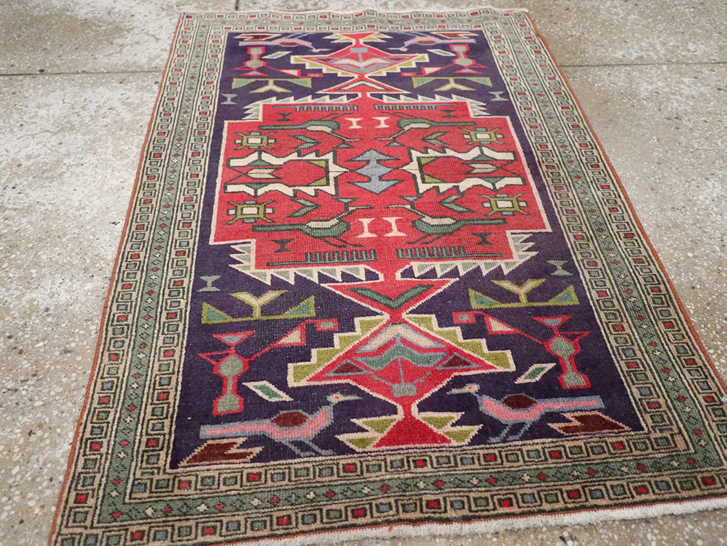 Vintage Persian Ardabil Throw Rug , No.27043 - Staging