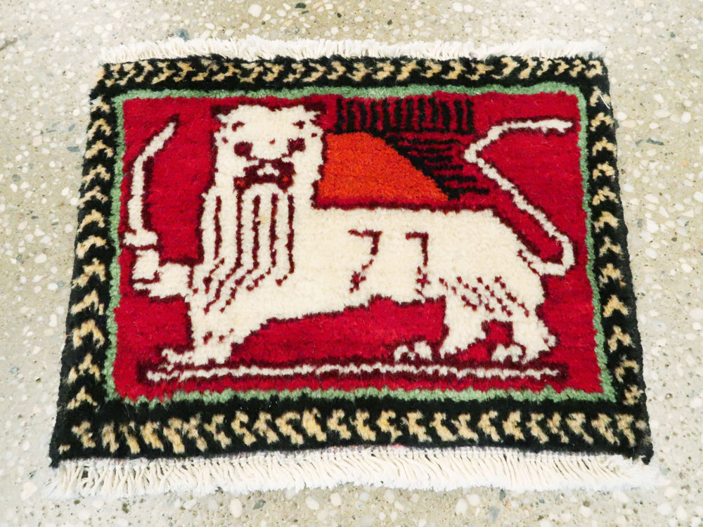 Vintage Persian Pictorial Baluch Rug (Pair: 1 of 2), No.27045 - Staging