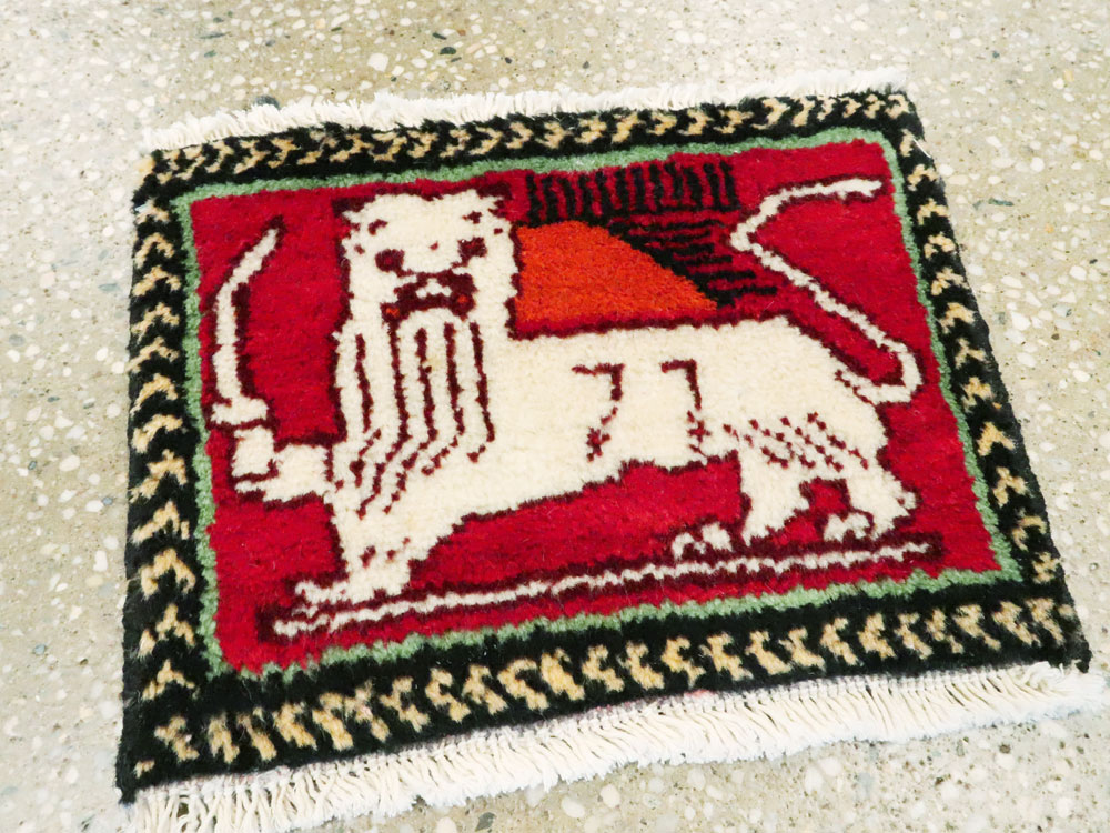 Vintage Persian Pictorial Baluch Rug (Pair: 1 of 2), No.27045 - Staging