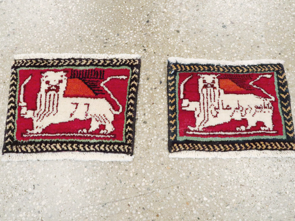 Vintage Persian Pictorial Baluch Rug (Pair: 1 of 2), No.27045 - Staging
