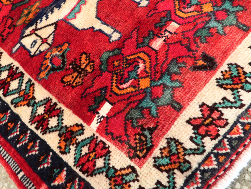 Vintage Persian Hamadan Pictorial Rug, No.27048 - Staging