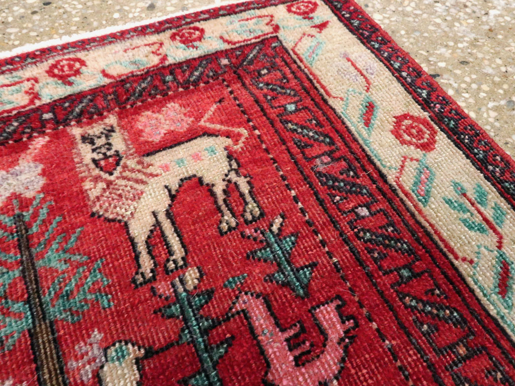 Vintage Central Asian Pictorial Turkoman Throw Rug (Pair: 1 of 2), No.27049 - Staging