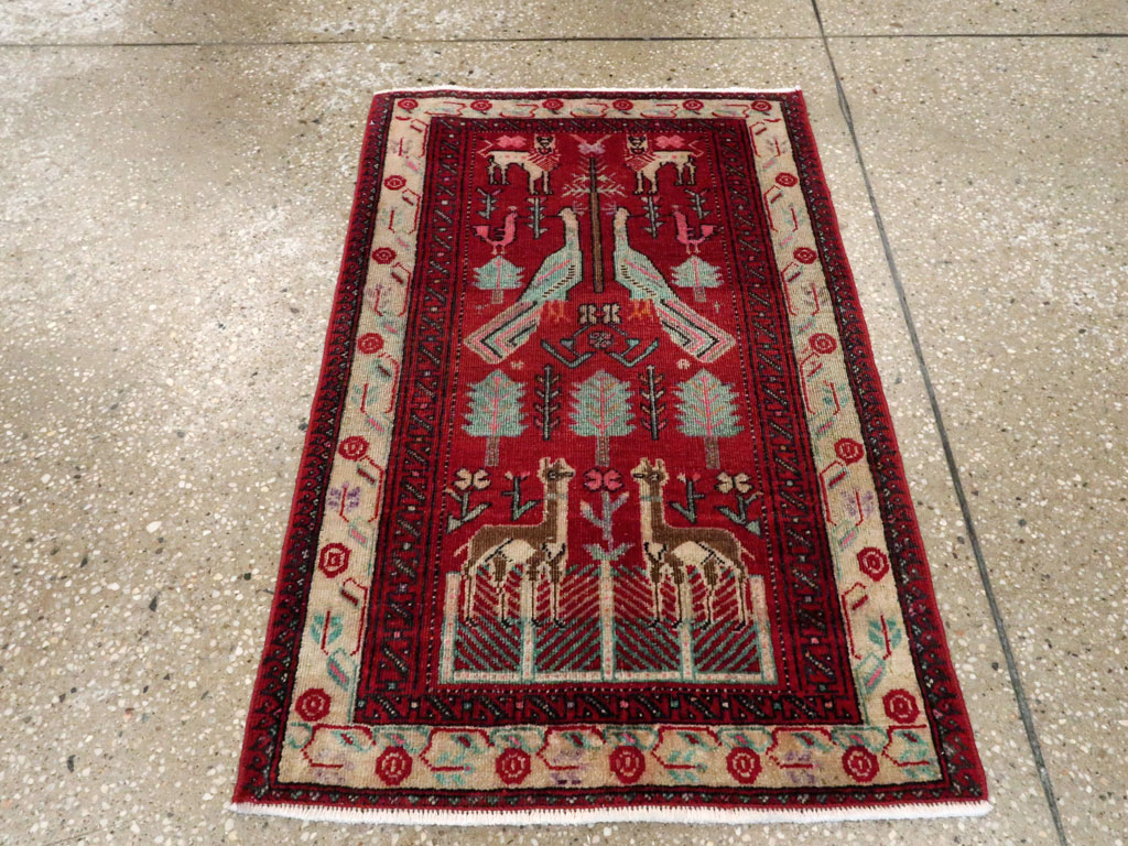 Vintage Central Asian Pictorial Turkoman Throw Rug (Pair: 2 of 2), No.27050 - Staging