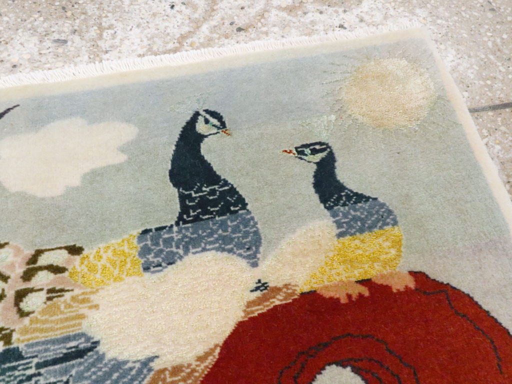 Vintage Persian Tabriz Pictorial Rug, No.27051 - Staging