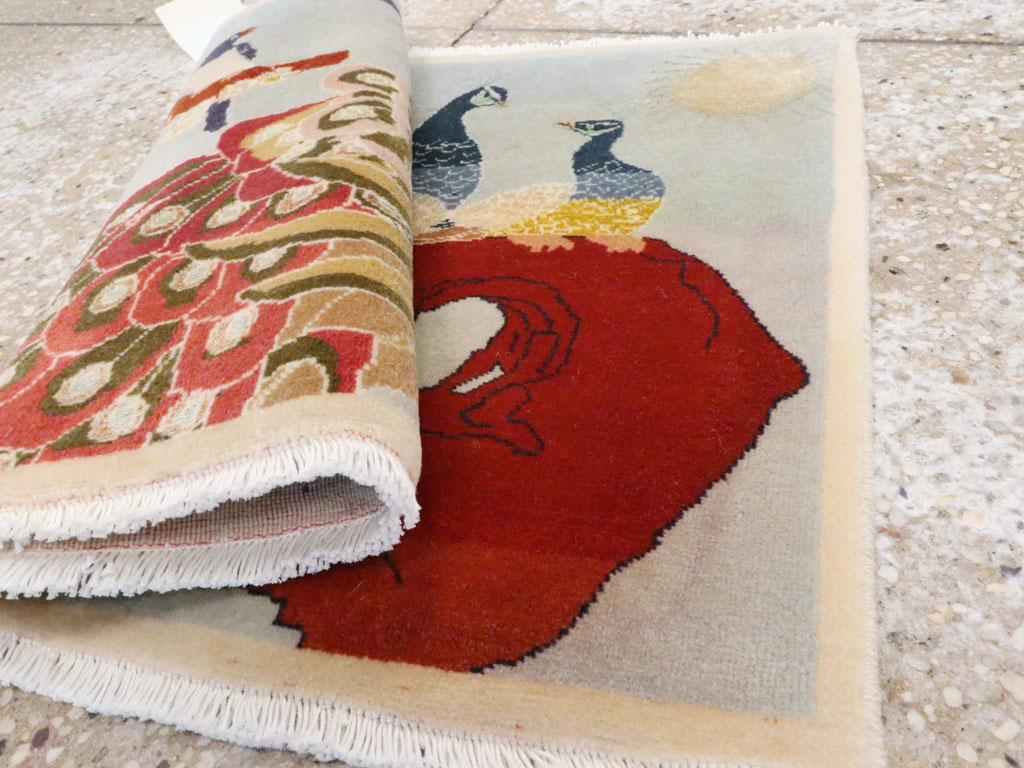 Vintage Persian Tabriz Pictorial Rug, No.27051 - Staging