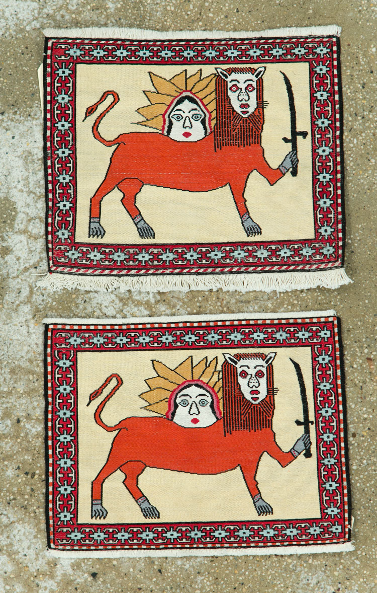 Vintage Persian Pictorial Kilim (Pair: 1 of 2), No.27057 - Staging