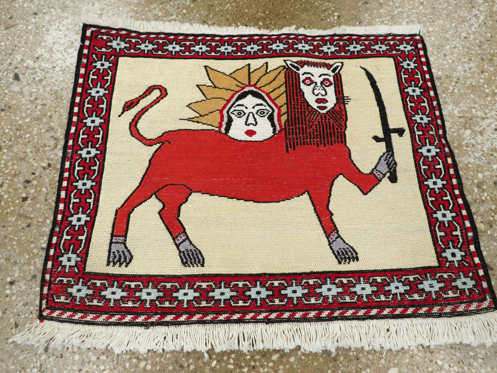 Vintage Persian Pictorial Kilim (Pair: 1 of 2), No.27057 - Staging