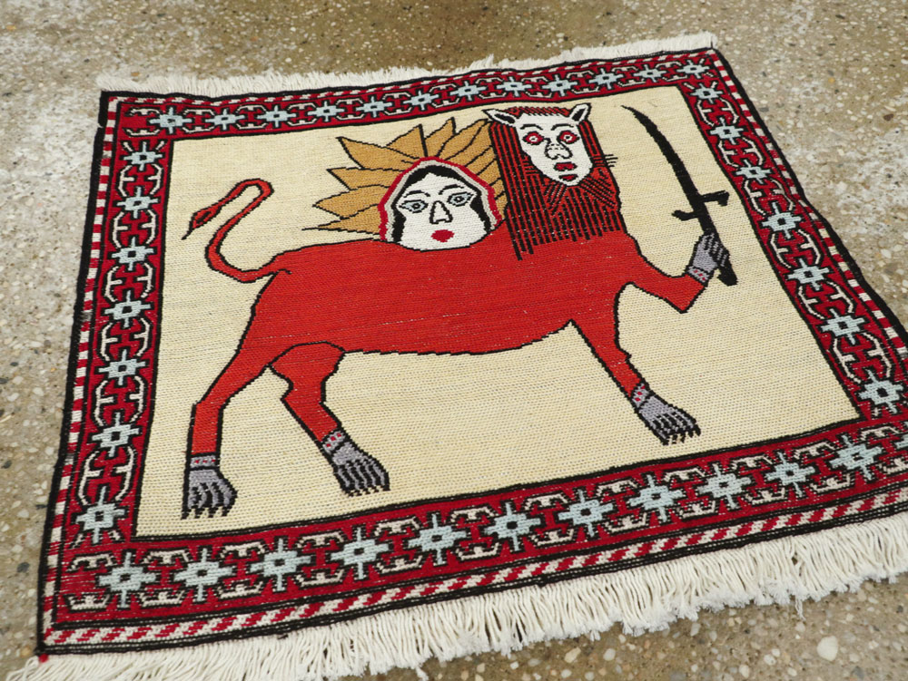 Vintage Persian Pictorial Kilim (Pair: 1 of 2), No.27057 - Staging