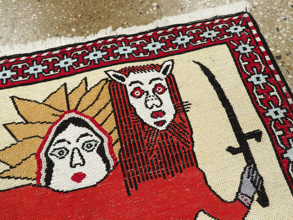 Vintage Persian Pictorial Kilim (Pair: 1 of 2), No.27057 - Staging