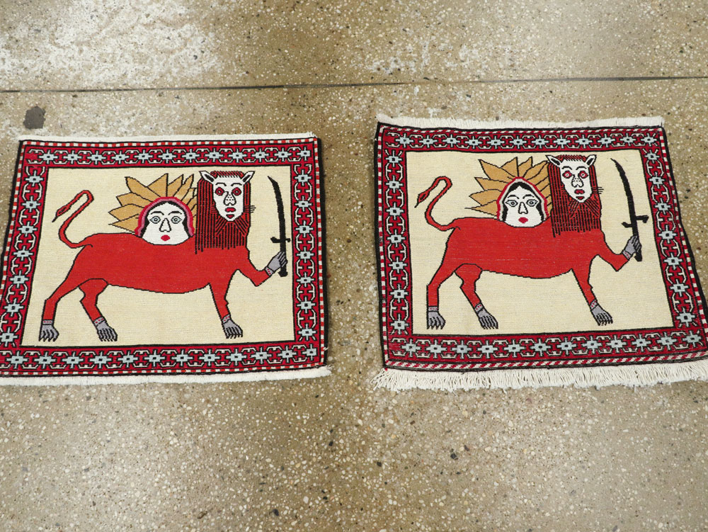 Vintage Persian Pictorial Kilim (Pair: 1 of 2), No.27057 - Staging