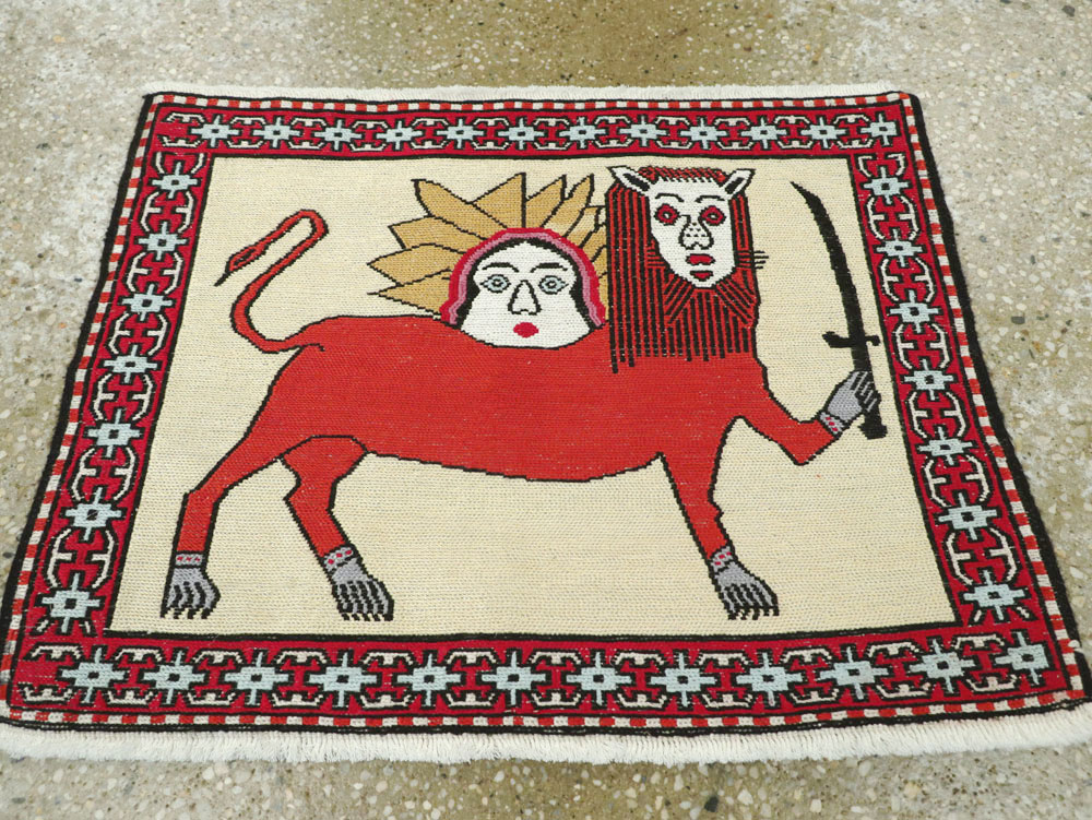 Vintage Persian Pictorial Kilim (Pair: 2 of 2), No.27058 - Staging
