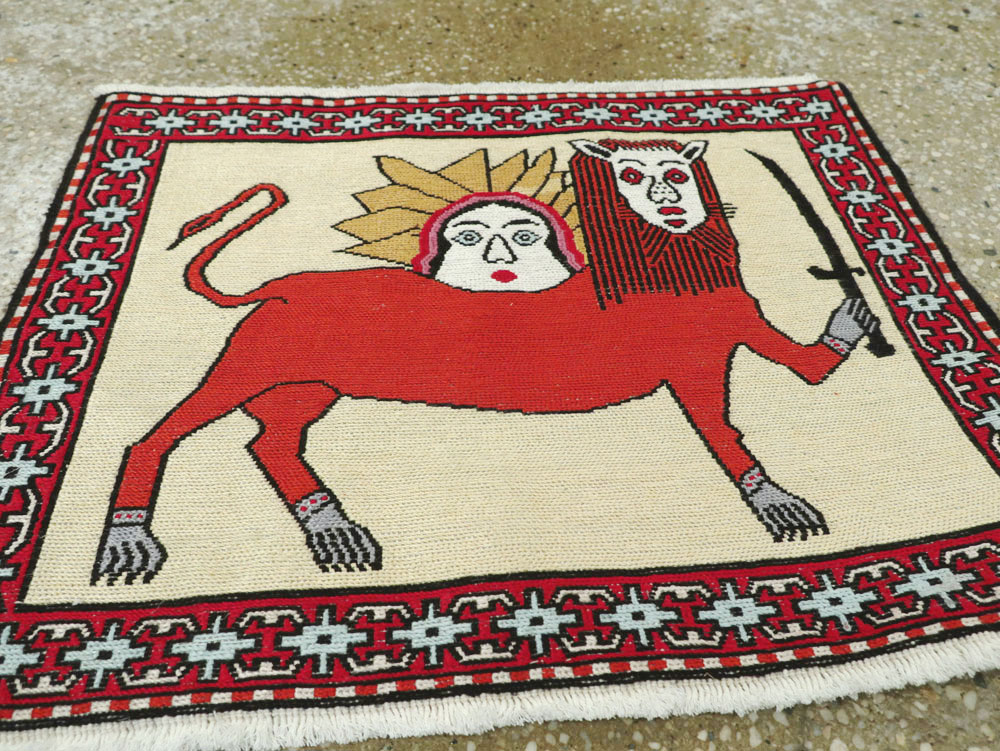 Vintage Persian Pictorial Kilim (Pair: 2 of 2), No.27058 - Staging