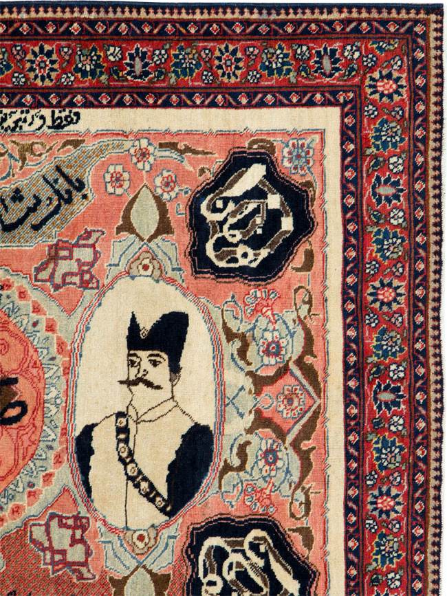 Antique Persian Tabriz Pictorial Rug, No.27060 - Staging