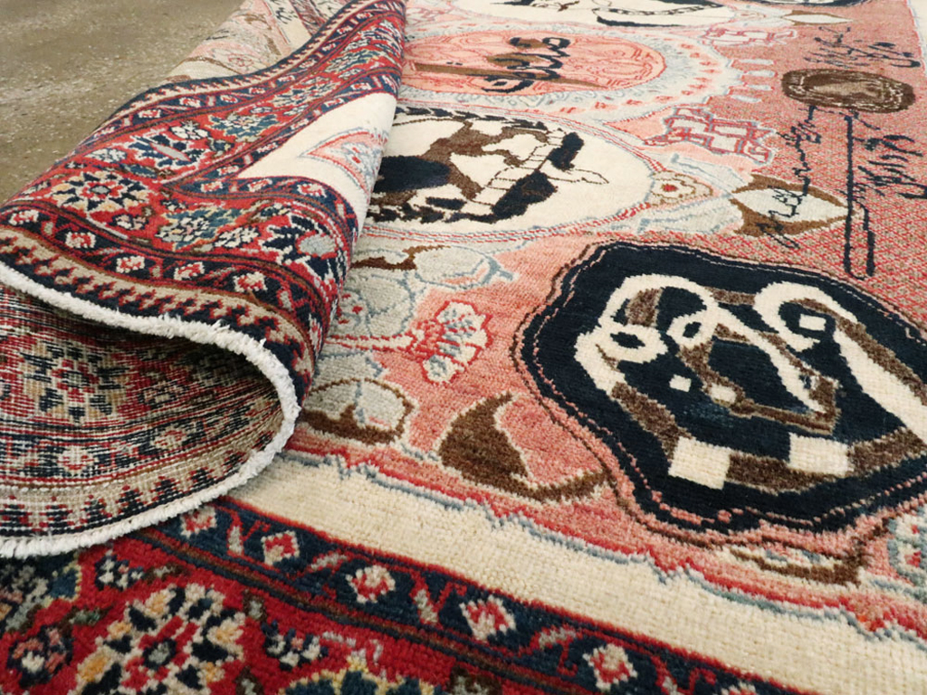 Antique Persian Tabriz Pictorial Rug, No.27060 - Staging