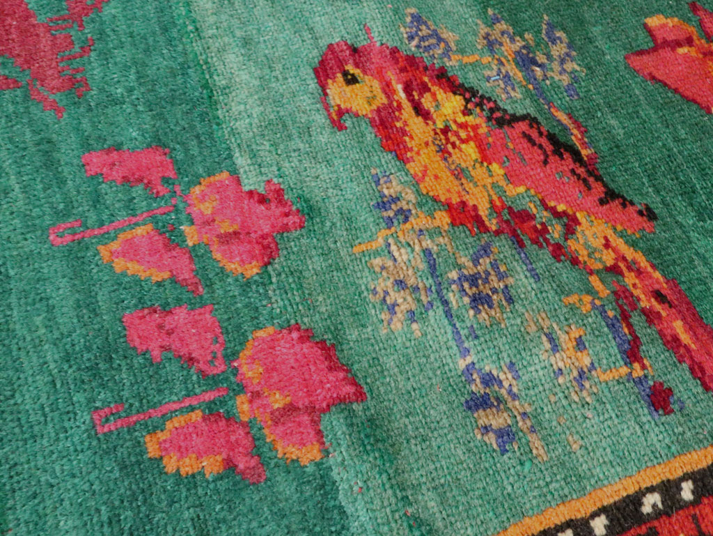 Vintage Caucasian Karabagh Pictorial Accent Rug, No.27062 - Staging