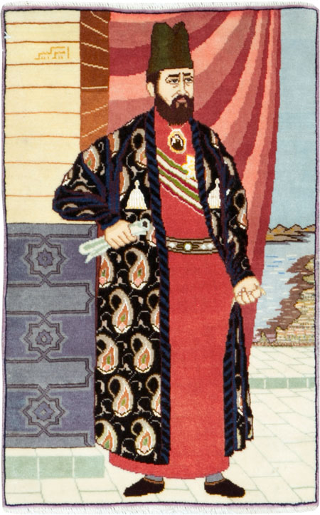 Vintage Persian Tabriz Pictorial Rug, No.27063 - Staging