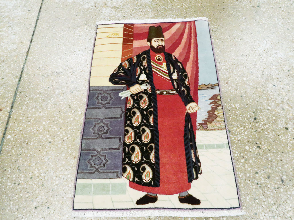 Vintage Persian Tabriz Pictorial Rug, No.27063 - Staging