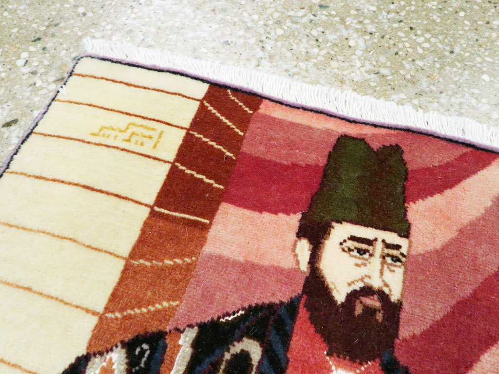 Vintage Persian Tabriz Pictorial Rug, No.27063 - Staging