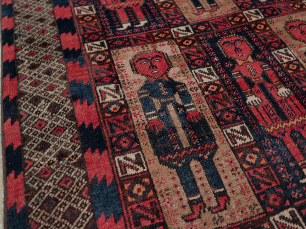 Vintage Central Asian Pictorial Turkoman Tribal Rug (Pair: 1 of 2), No.27069 - Staging